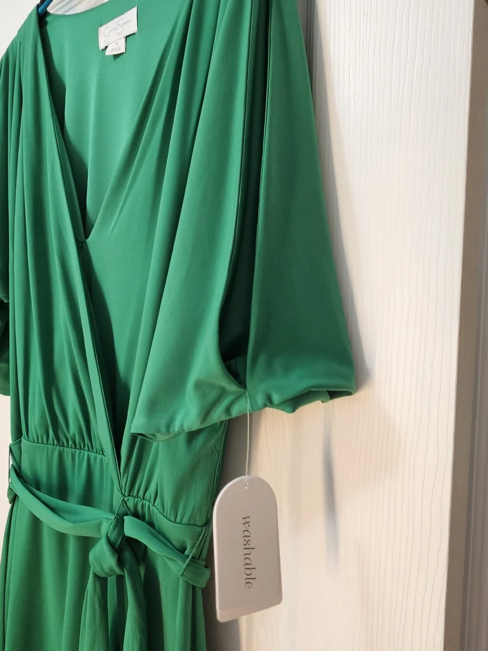 Jessica Simpson Emerald Green Wrap V-Neck Above Knee Dress 3/4 Sleeve M